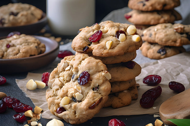 Macadamia, White Chocolate and Cranberry Christmas Cookies