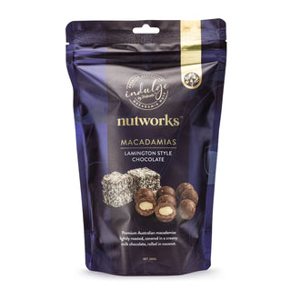 Nutworks Lamington Chocolate Coated Macadamia Nuts Premium Packaging Bag