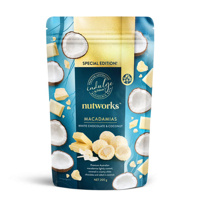 200g Nutworks White Chocolate Coconut Covered Macadamia Nuts Premium Packaging Bag