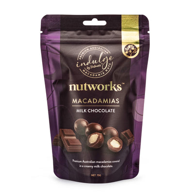 75g Nutworks Premium Milk Chocolate Covered Macadamia Nuts Packaging Bag