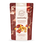 200g Packaging of Nutworks Salted Chilli Macadamias snack displaying the product and its name.